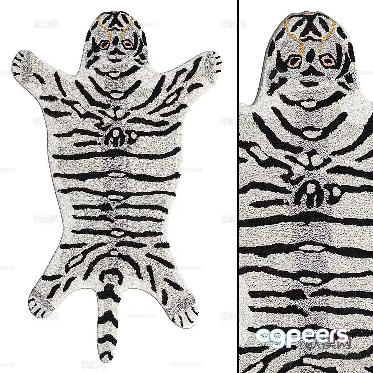 Alien shape carpet tiger carpet 3d model
