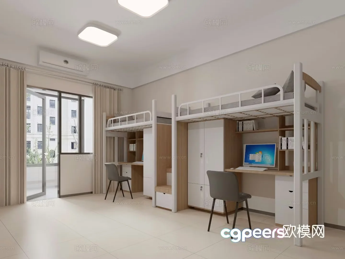 Modern student dormitory staff dormitory school dormitory 3D model