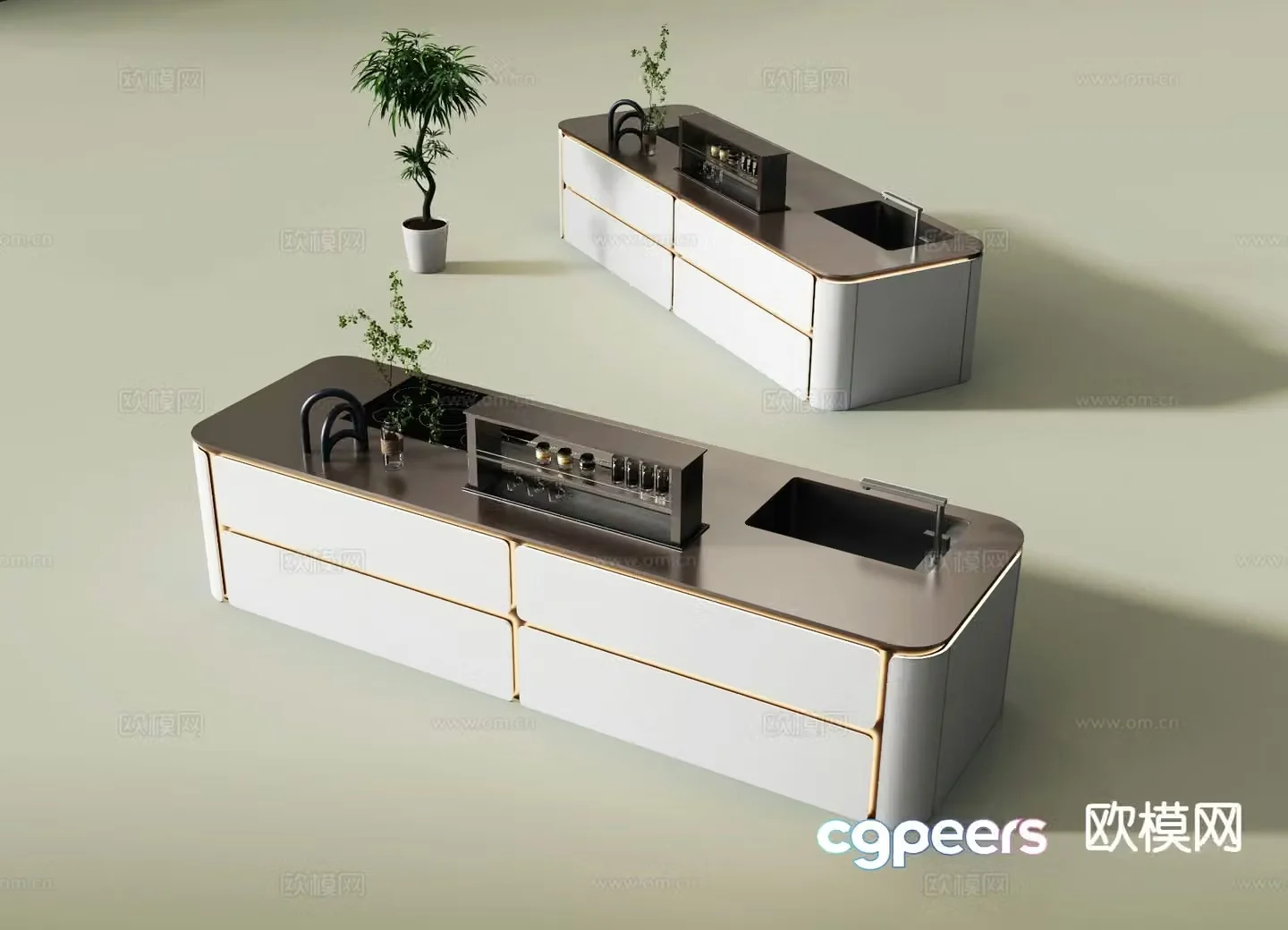 Modern island console 3d model