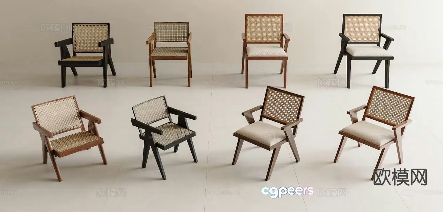 Wabi-sabi chair leisure chair rattan chair 3d model