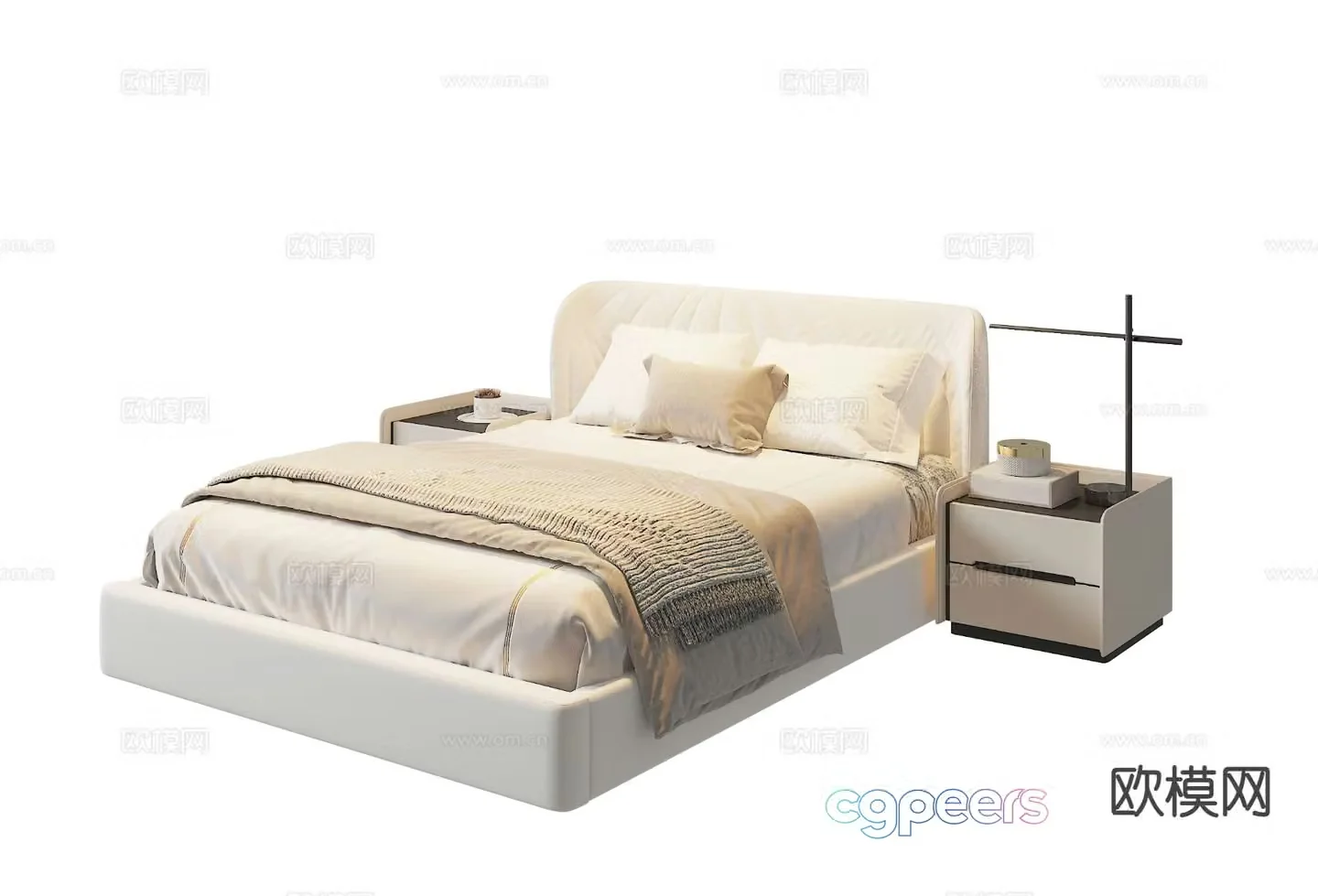 Modern double bed 3d model
