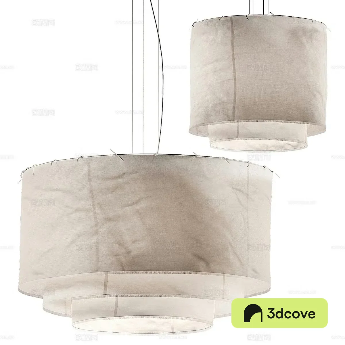 New Chinese style Wasabi linen chandelier 3D model