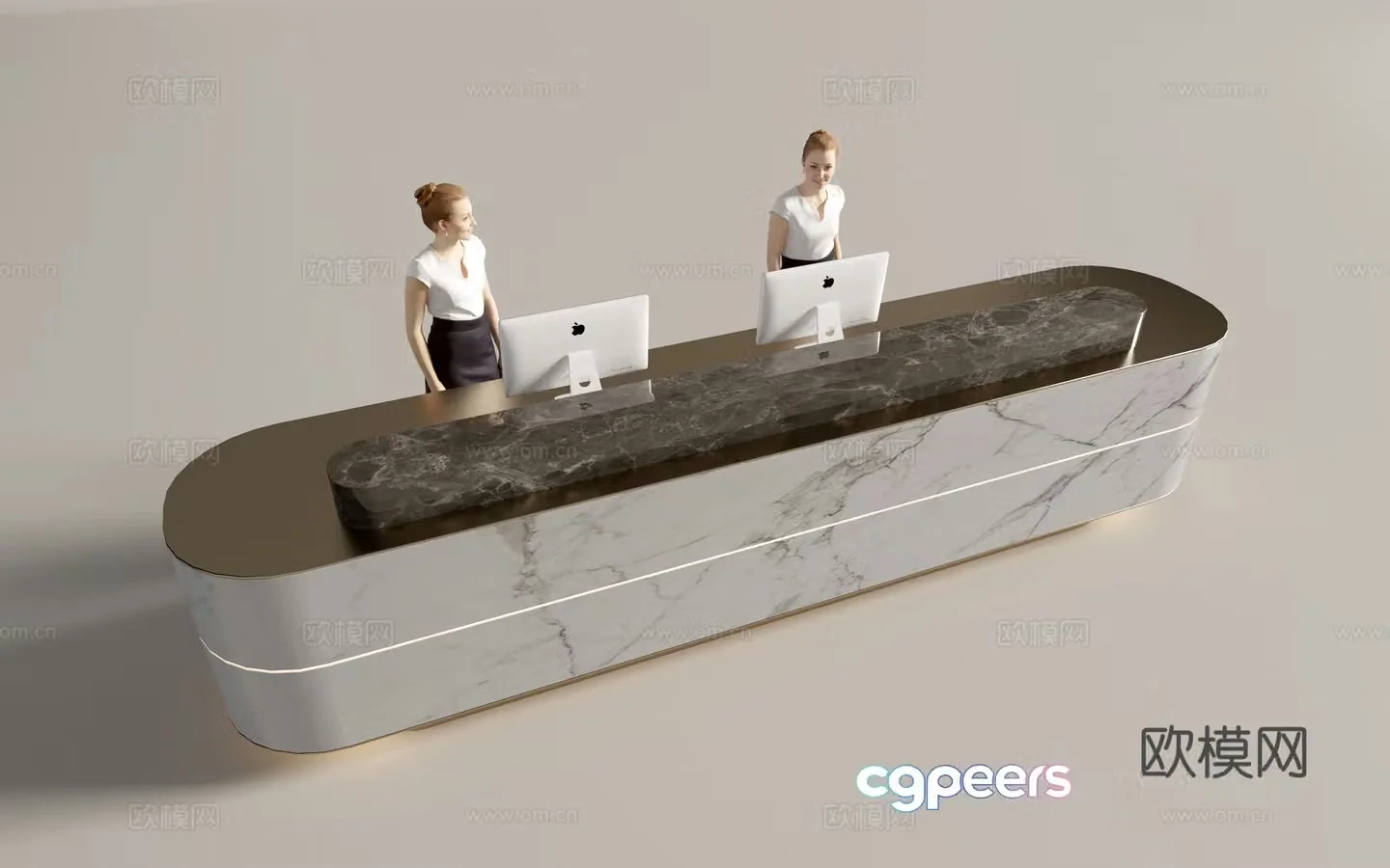 Modern company front desk reception desk service desk 3d model