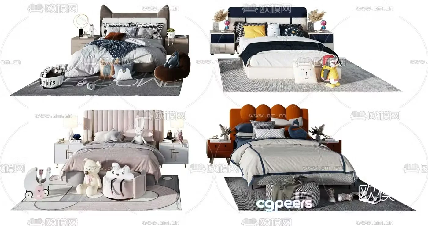 Modern fabric children’s bed 3d model