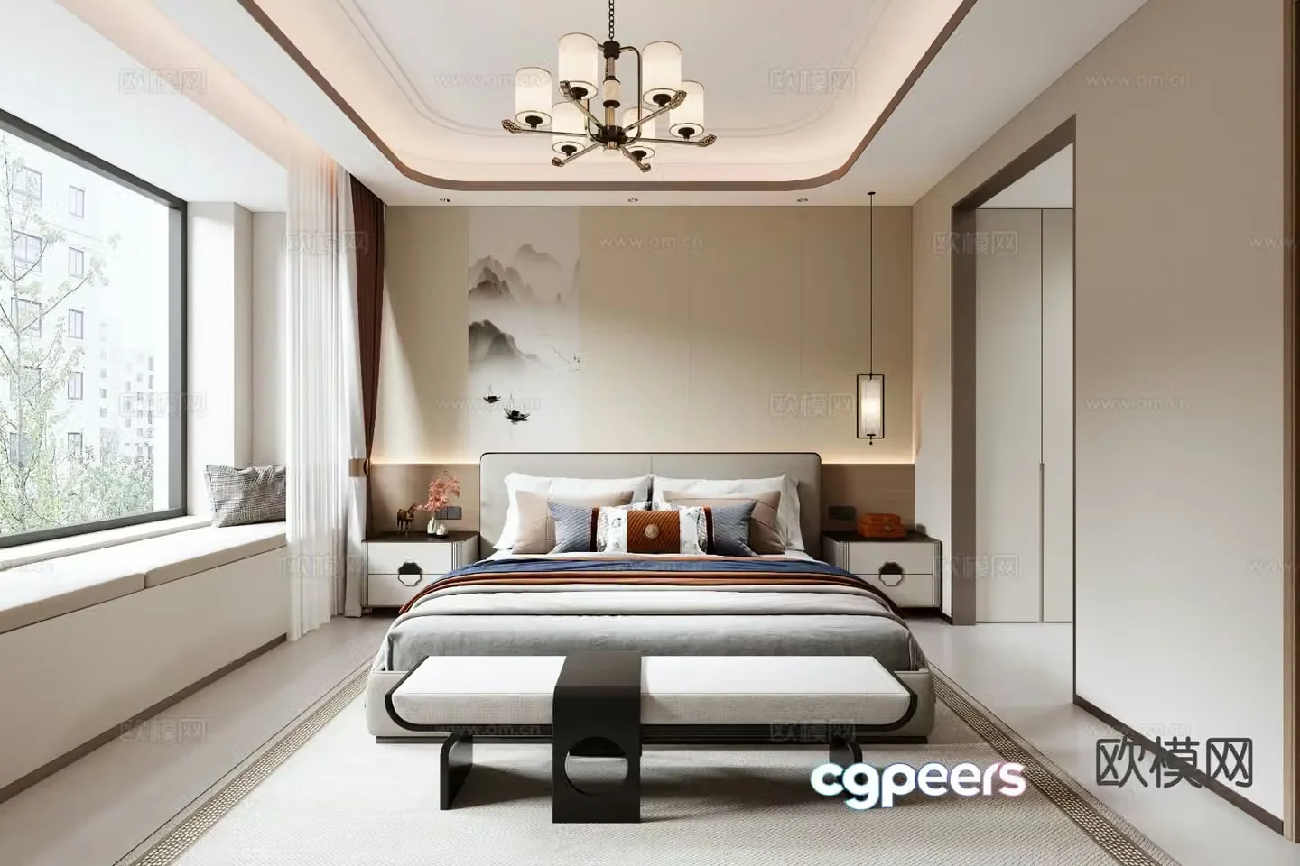 New Chinese style bedroom master bedroom elderly room 3d model