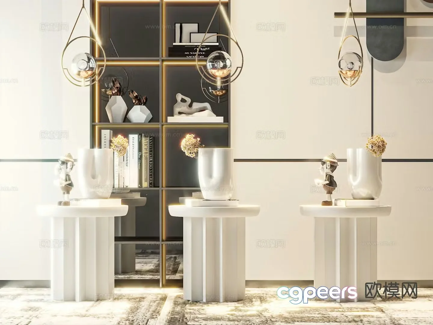 Modern corner table round table side table 3D model