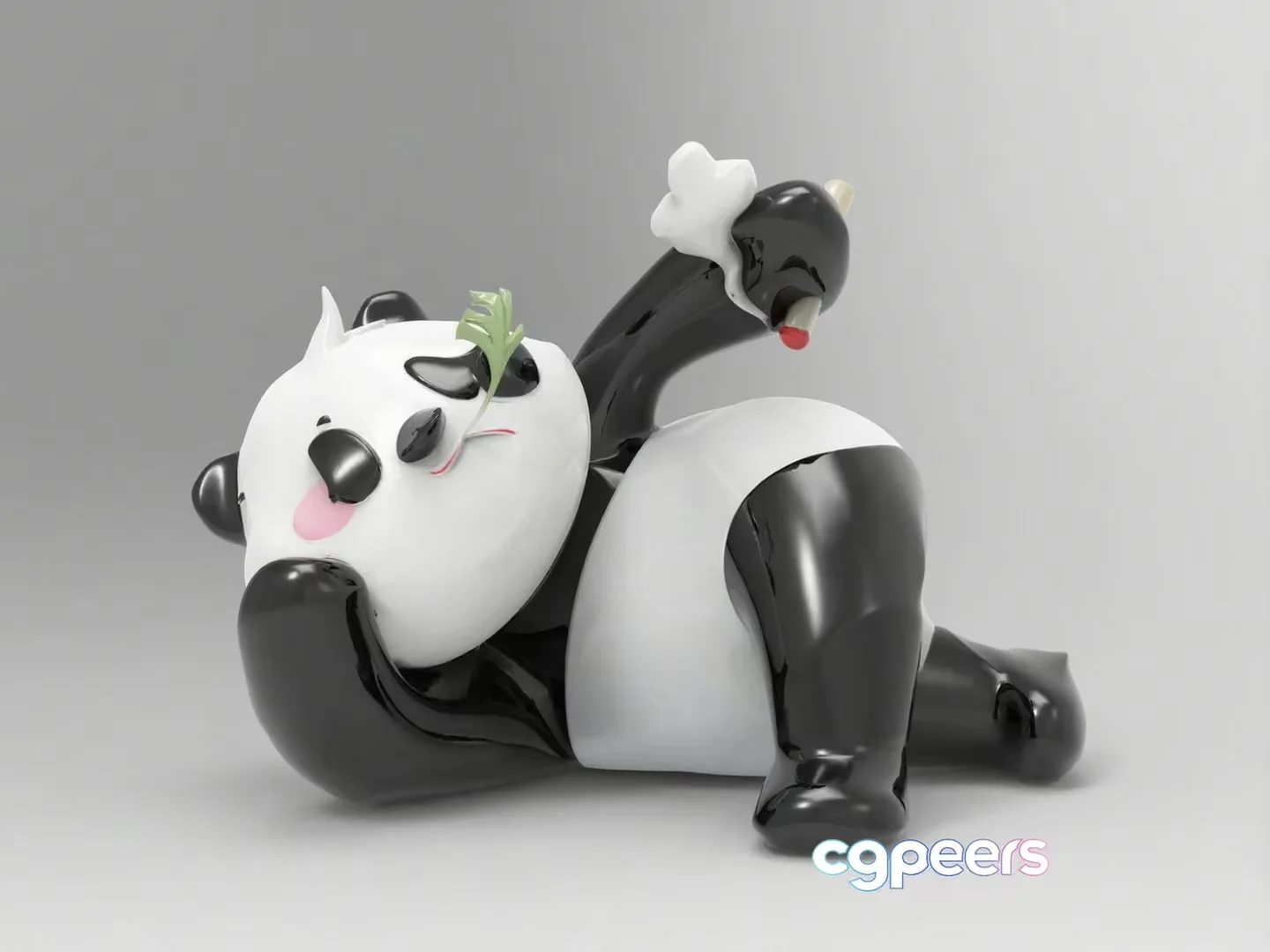 A Black And White Panda Figurine 3D Model – 12088 – VRAY Render