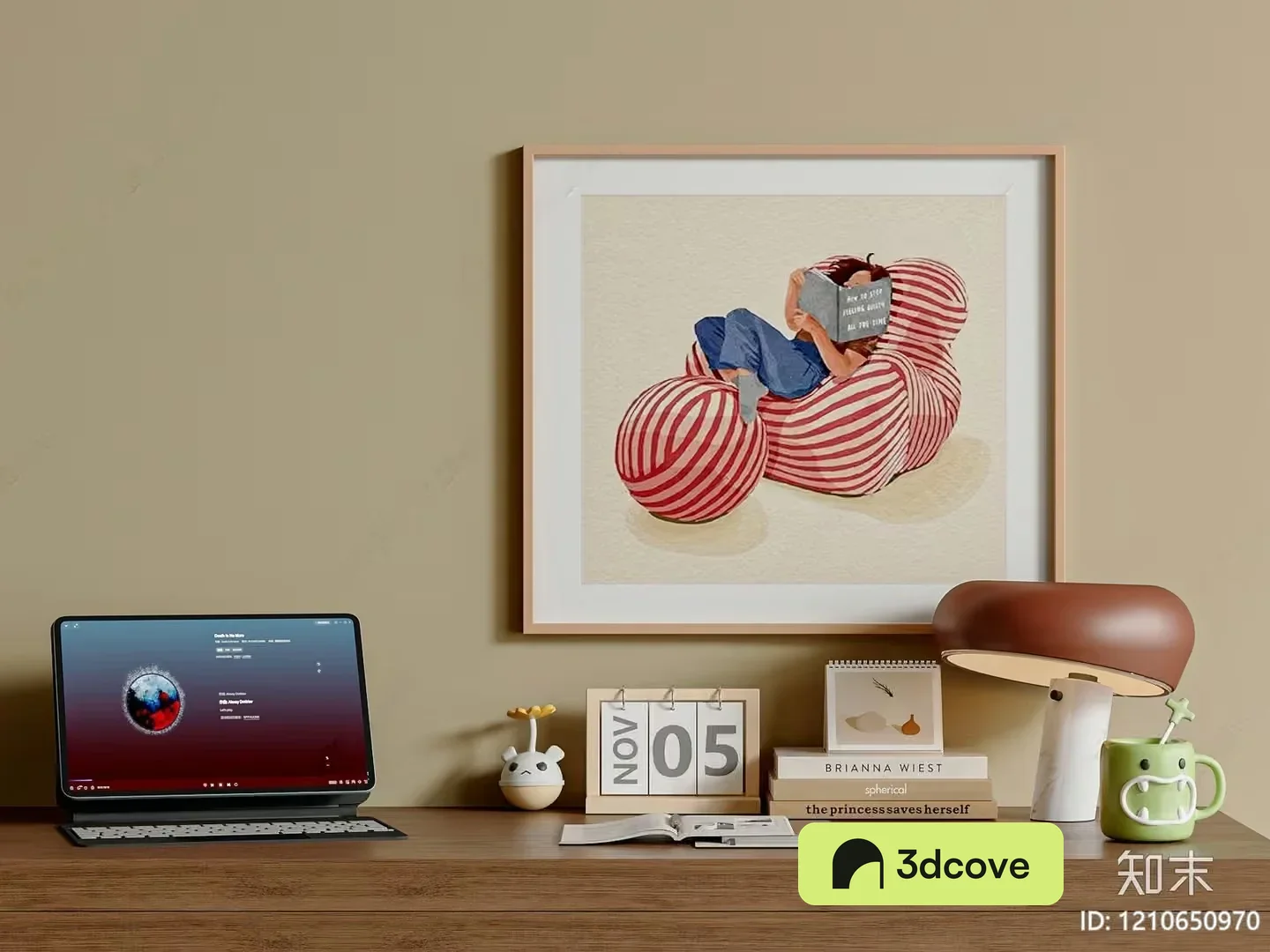 A Framed Picture Of A Person Reading A Book