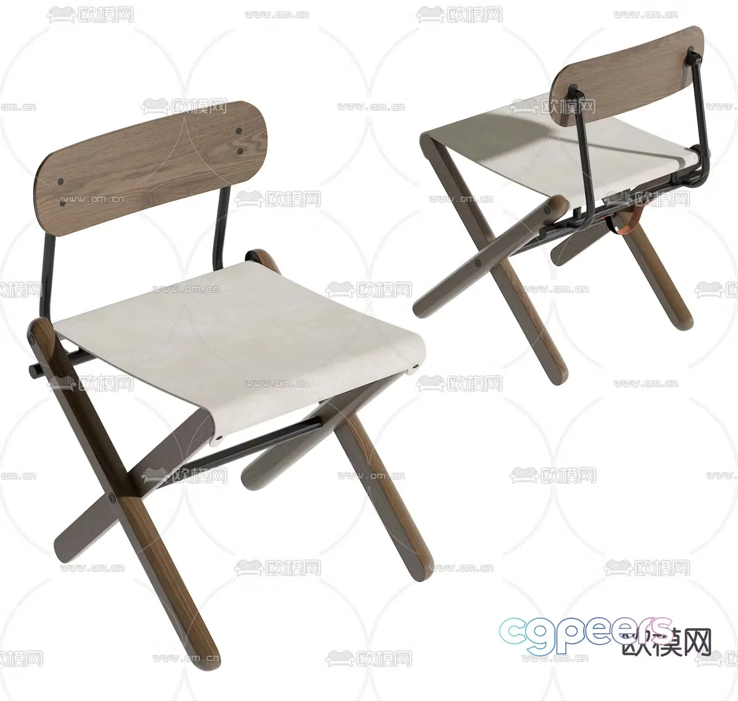 Wabi-sabi folding chair outdoor chair 3d model