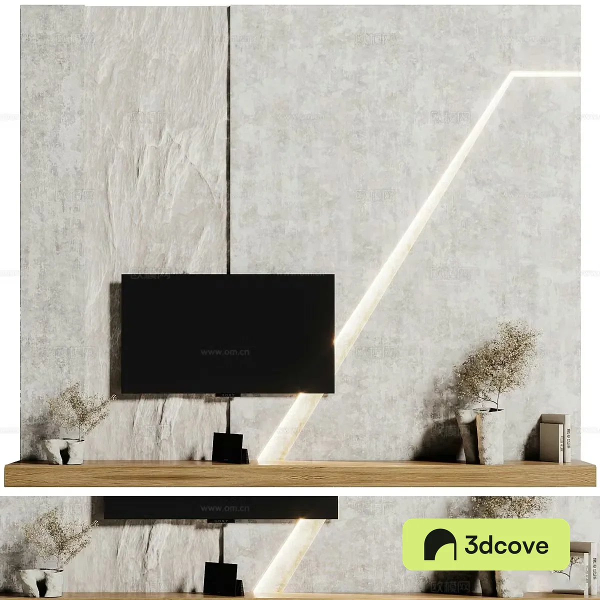 New Chinese style Wasabi TV background wall 3D model