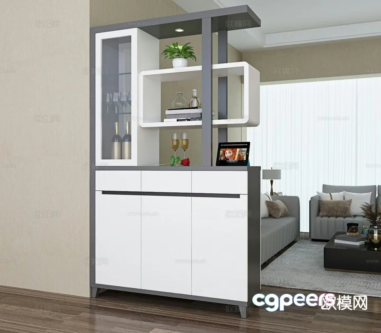 Modern entrance cabinet and partition cabinet 3D model