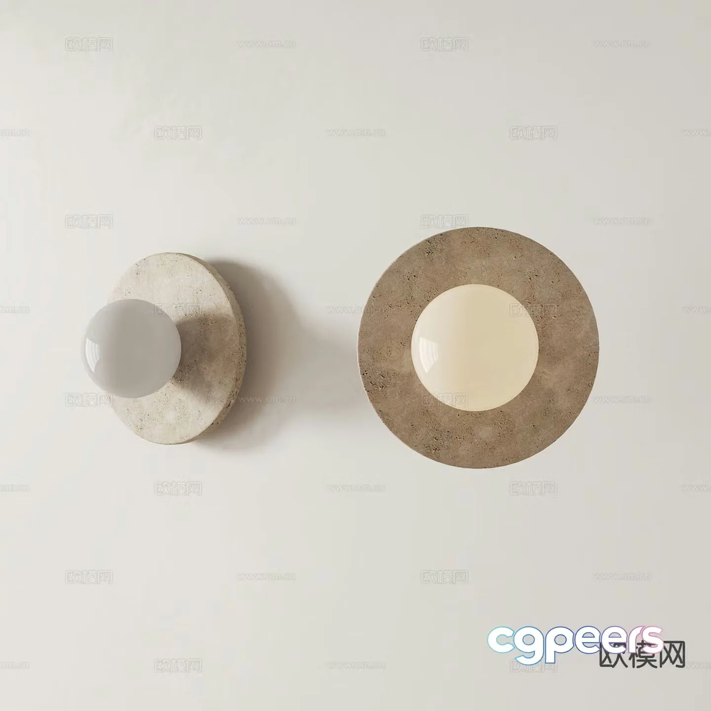 Wabi-sabi wind yellow cave stone wall lamp 3D model