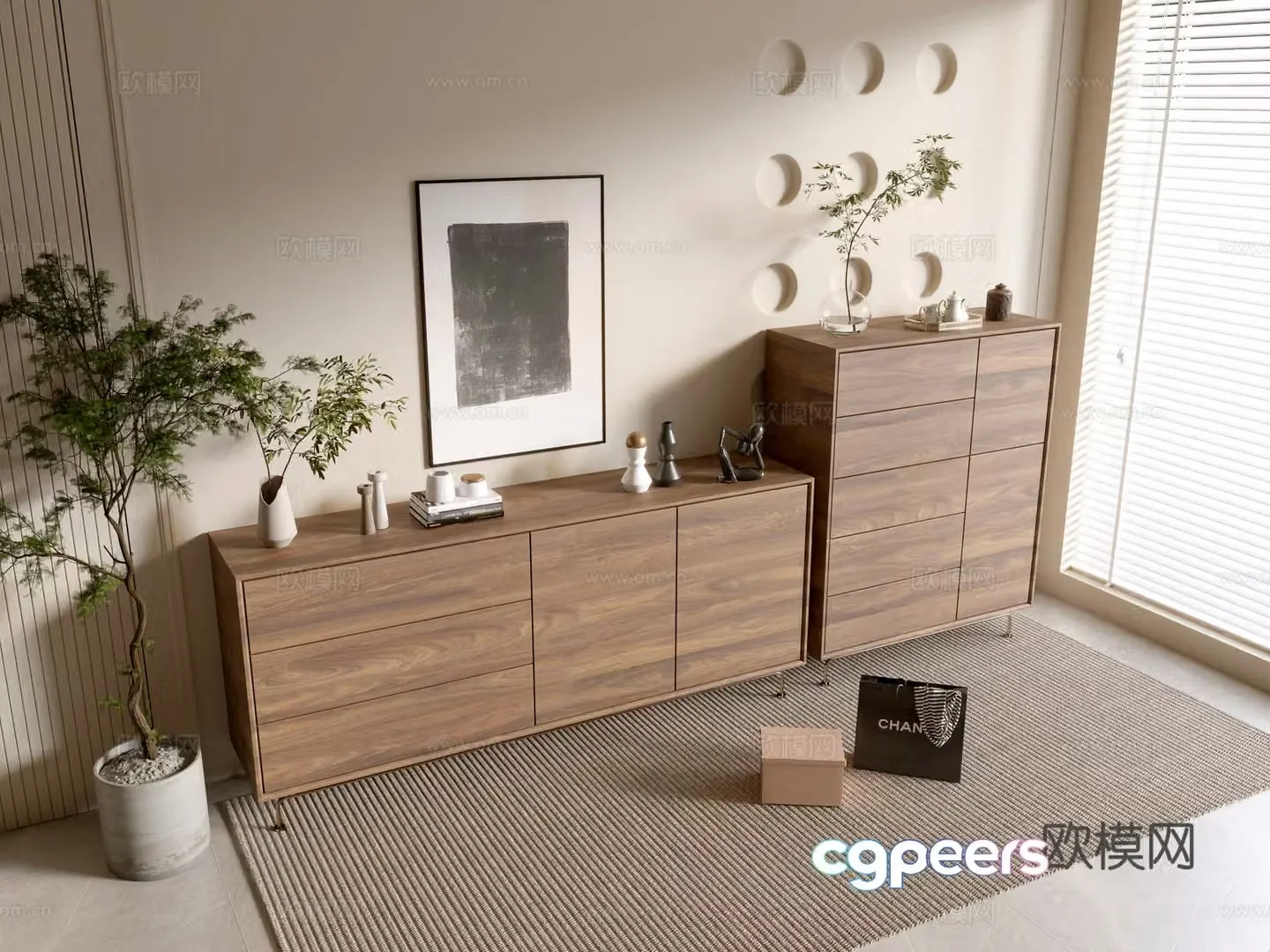 Modern wood grain cabinet minimalist wind cabinet whole cabinet sideboard cabinet balcony cabinet storage cabinet 3d model