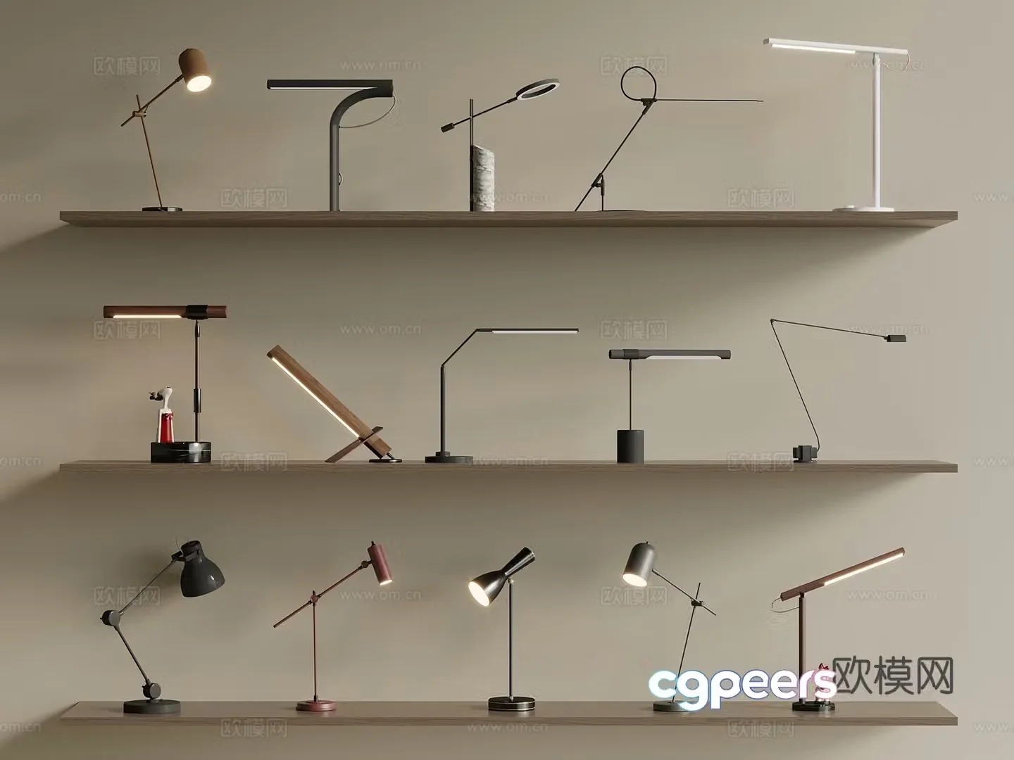 Light luxury Italian desk lamp desk lamp desk lamp combination 3D model