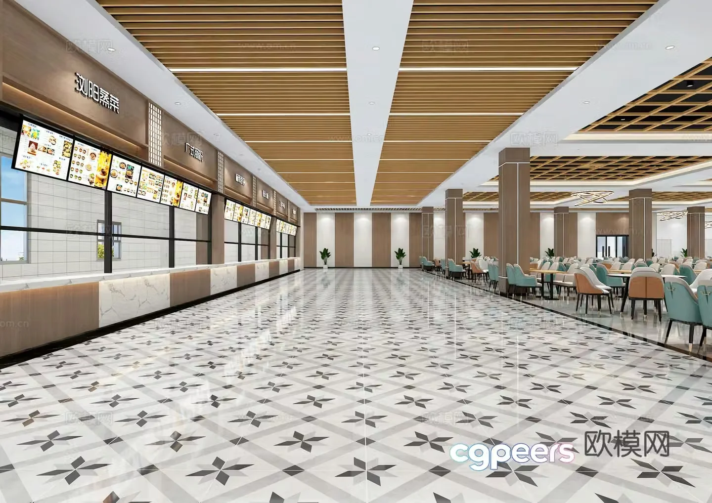 Modern school canteen university canteen staff canteen 3d model