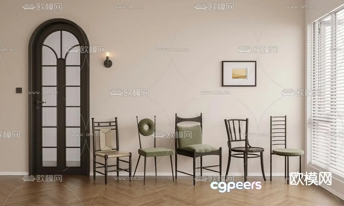 French chair dining chair single chair 3d model