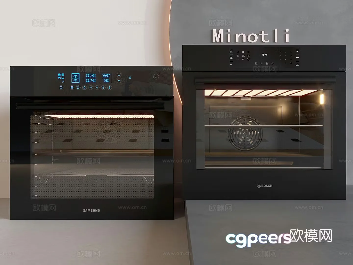 Inline steamer oven steamer oven integrated box 3D model