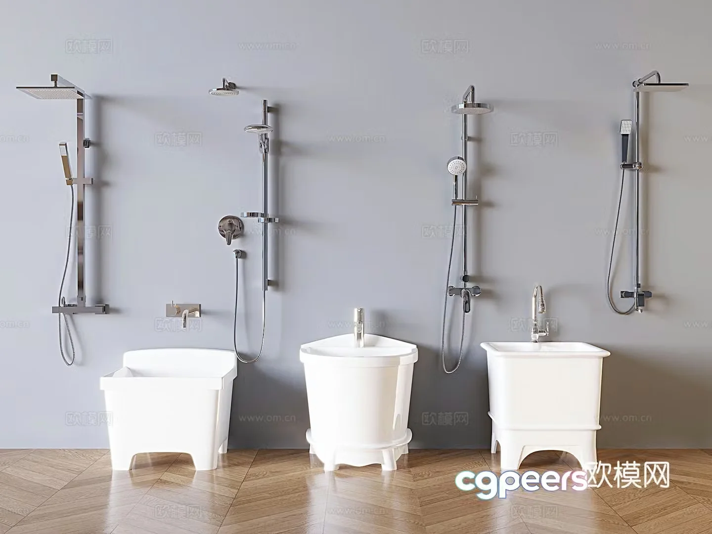 Modern shower head wash basin mop basin 3d model