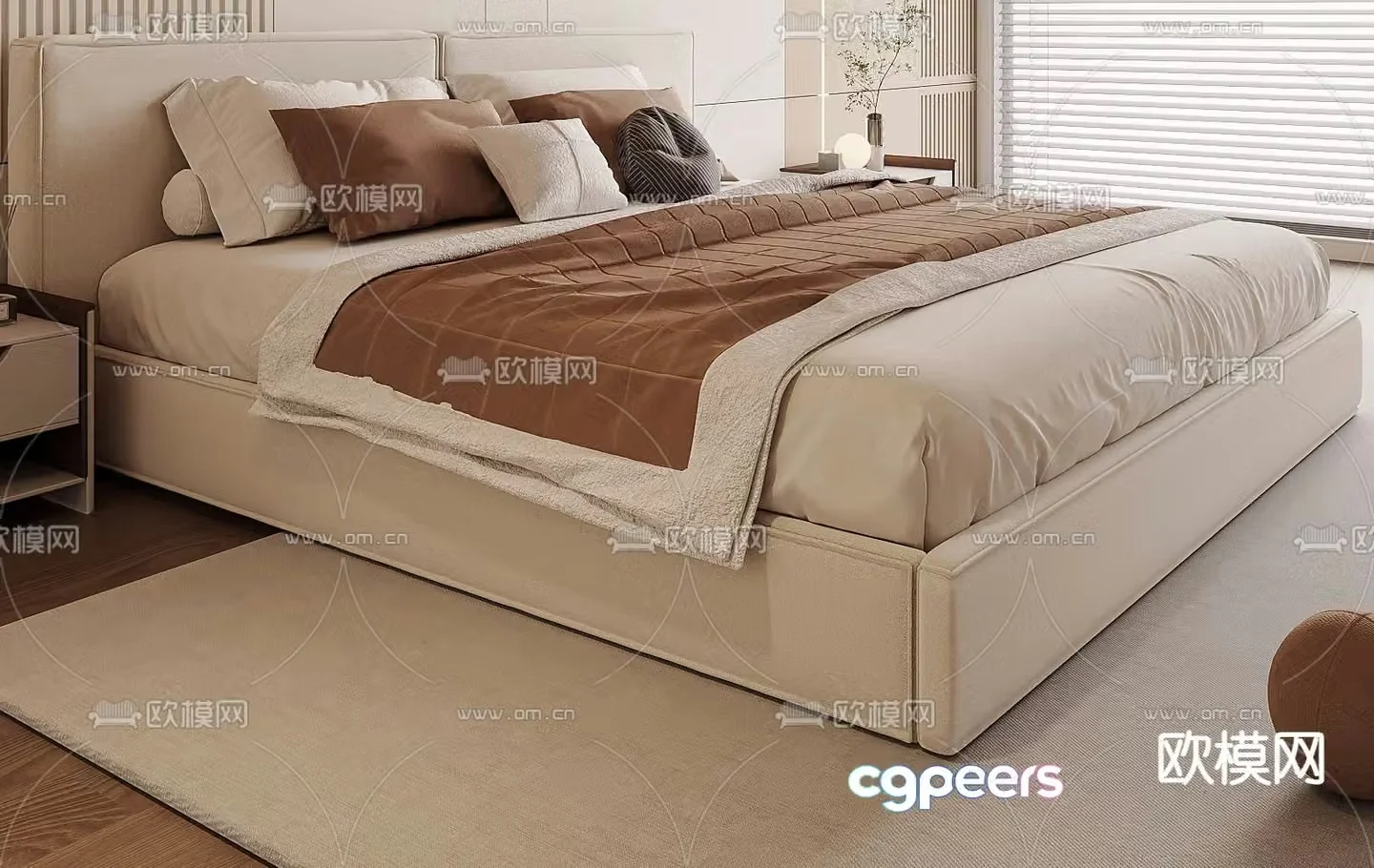 Modern double bed 3d model