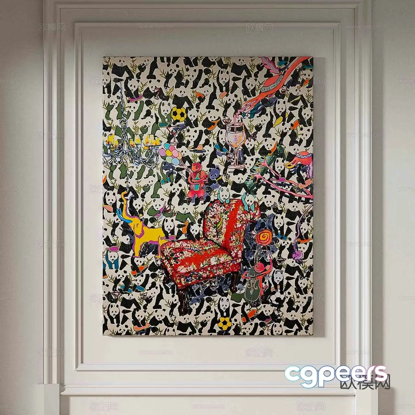 Wabi-sabi abstract painting decorative painting 3d model
