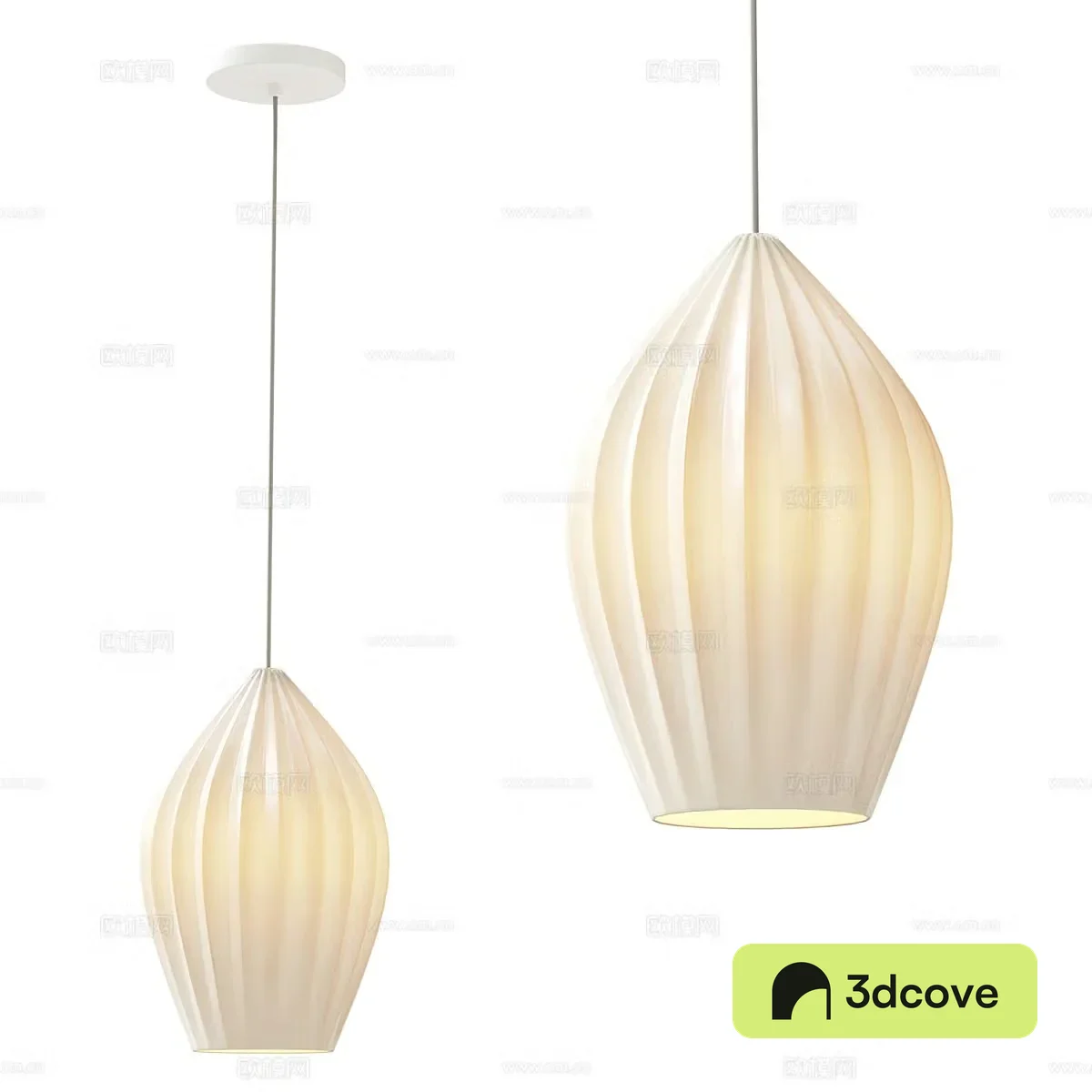 New Chinese style Wasabi Ceramic Rib Chandelier 3D Model