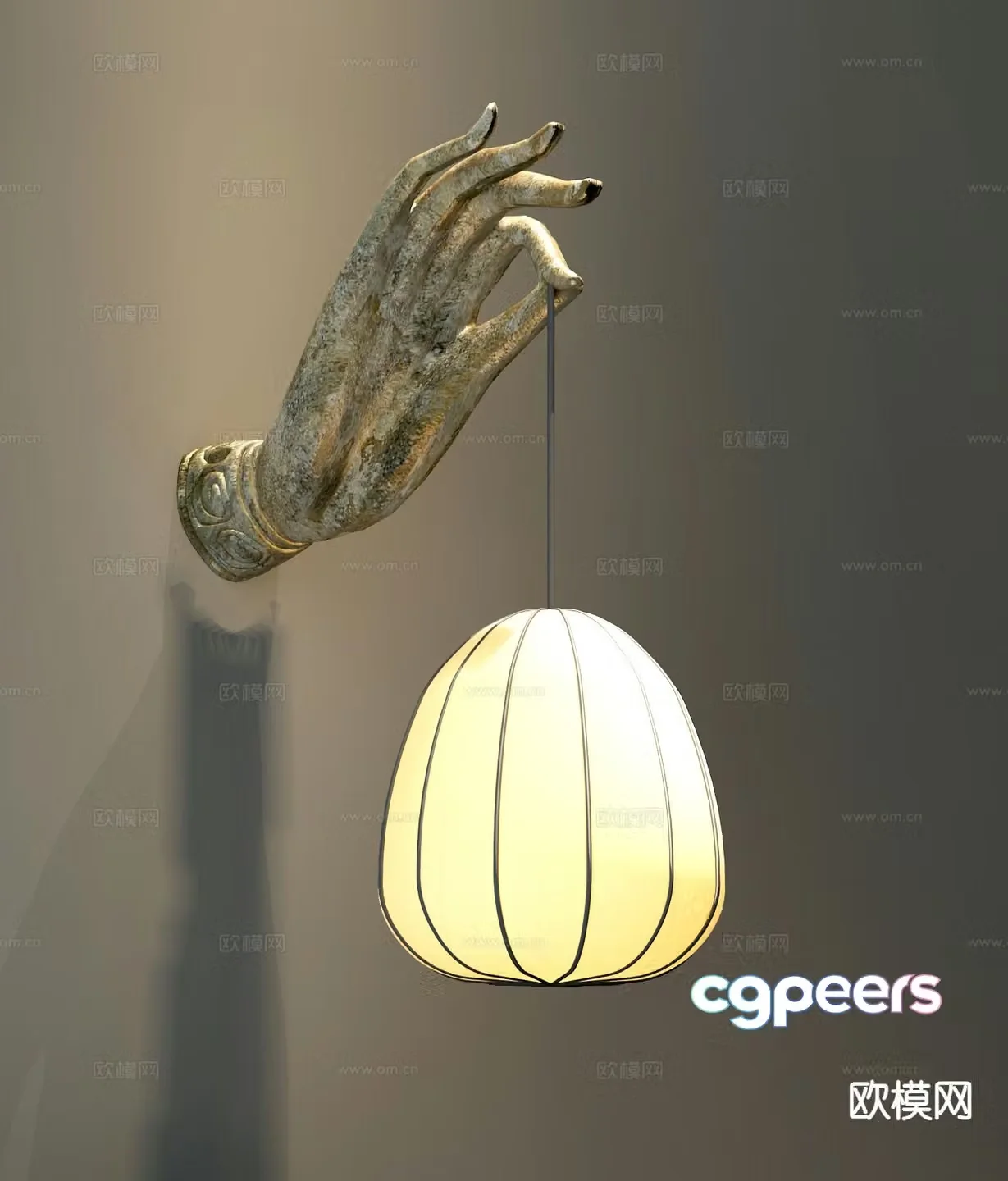 Chinese hand-held wall lamp Zen wall lamp 3D model