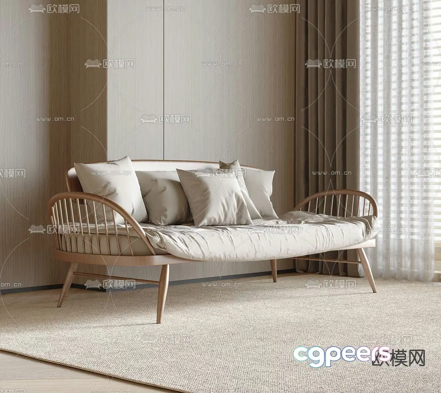 Wabi-sabi sofa multi-person sofa 3d model