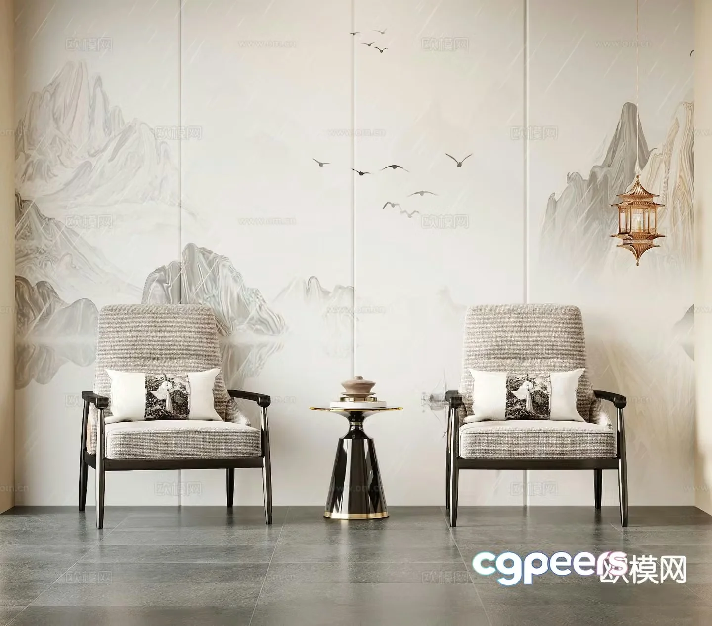 New Chinese style armchair leisure chair 3d model