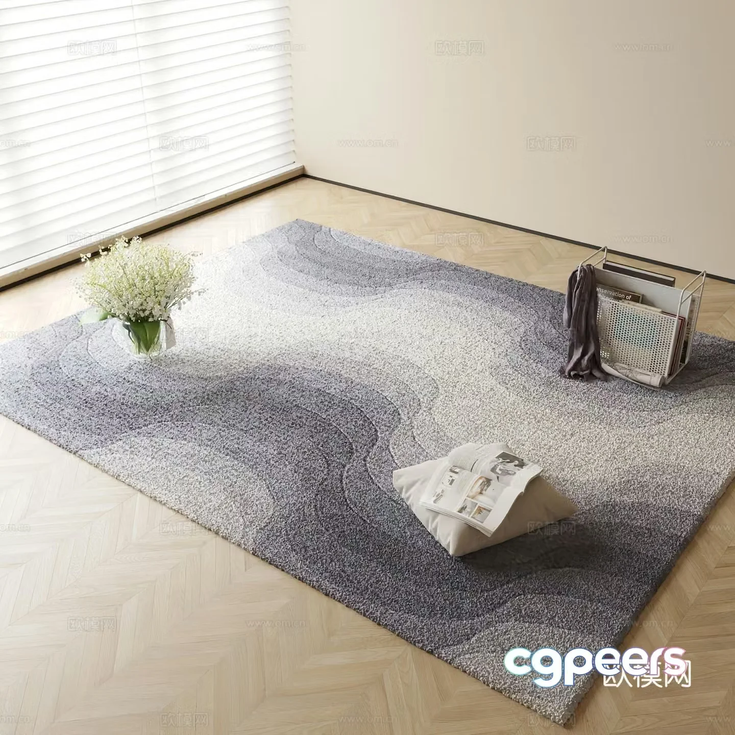 Modern carpet square rug 3d model