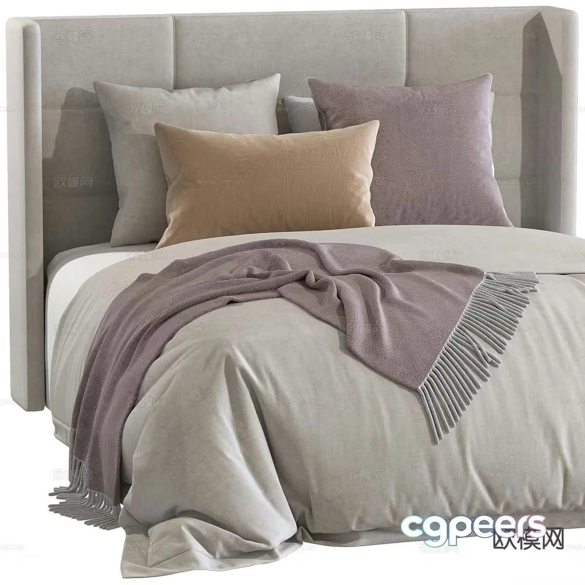 Modern double bed 3d model