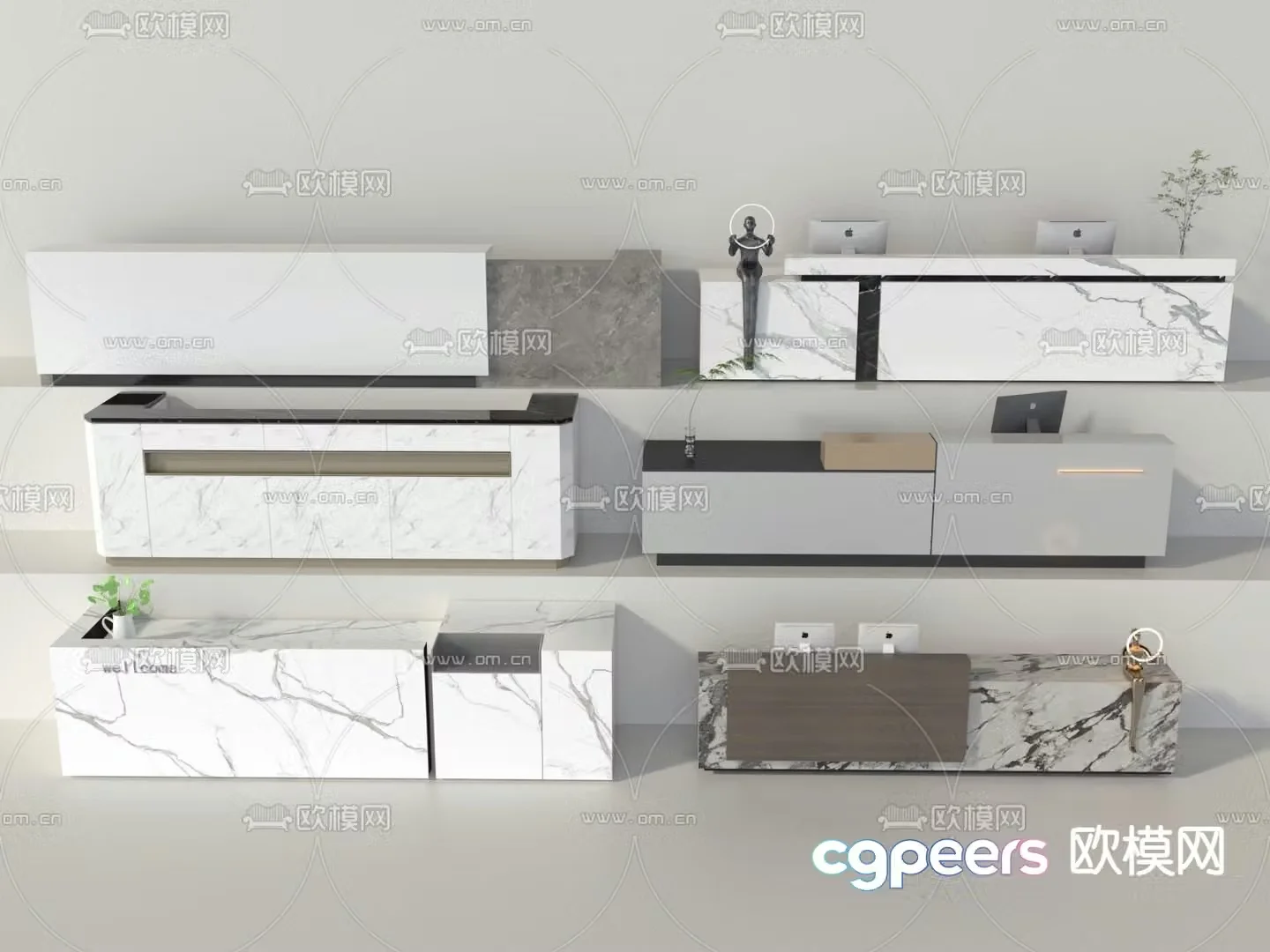 Front desk service desk reception desk 3d model