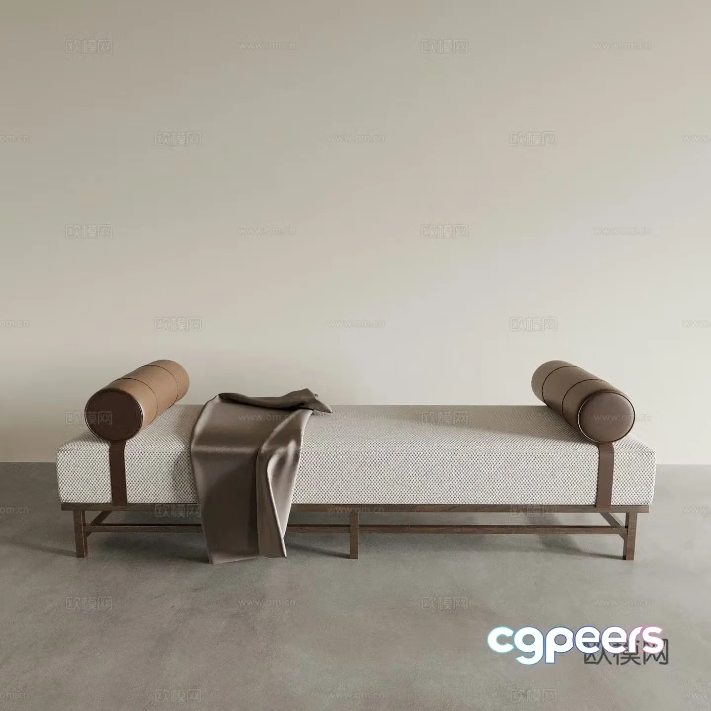 New Chinese style bed couch foot couch tail stool sofa stool bench 3d model