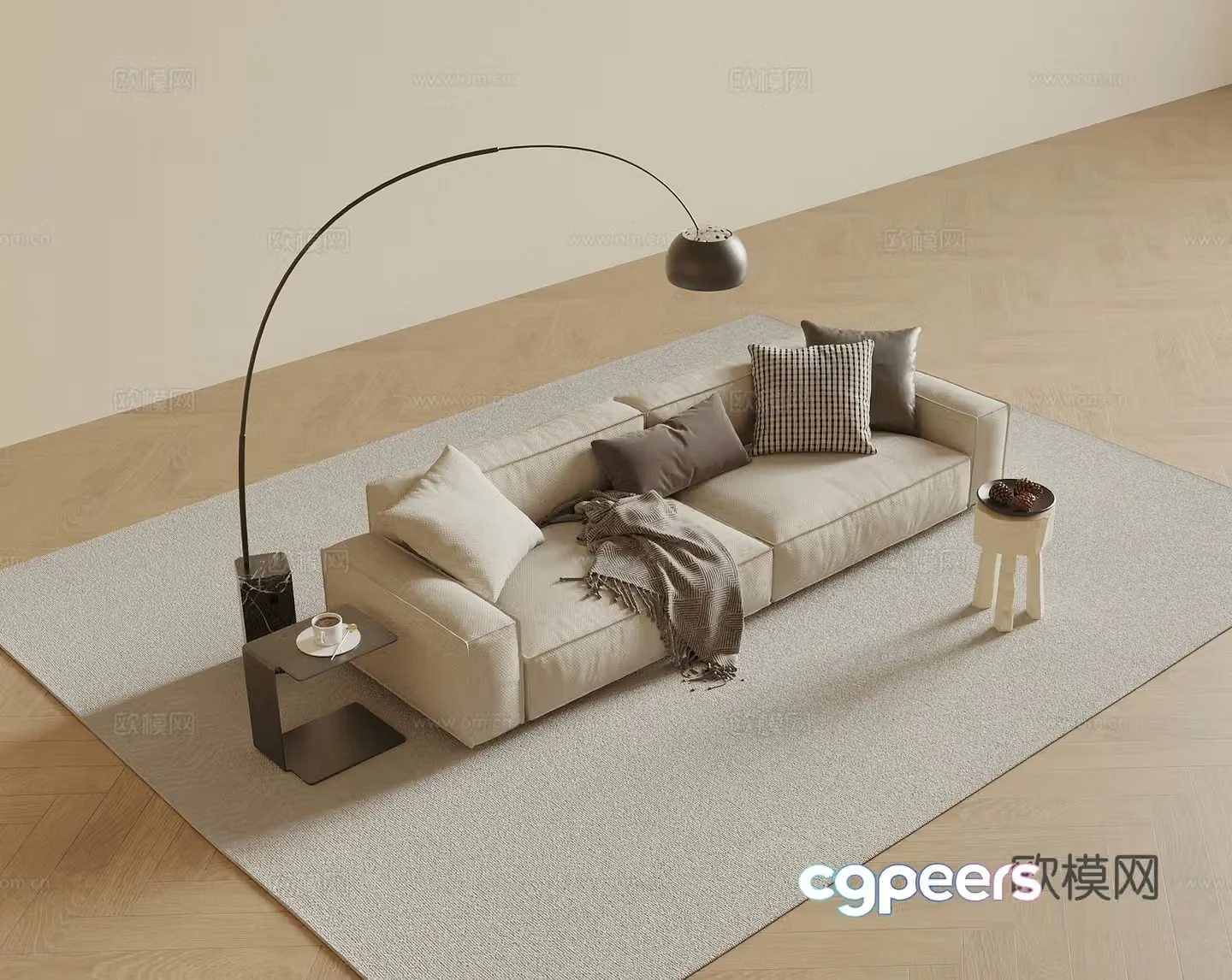 Modern double sofa 3d model