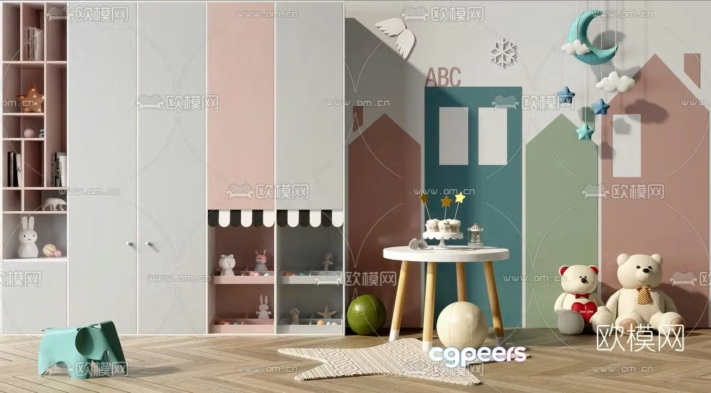 Nordic children’s bookcase toy 3d model