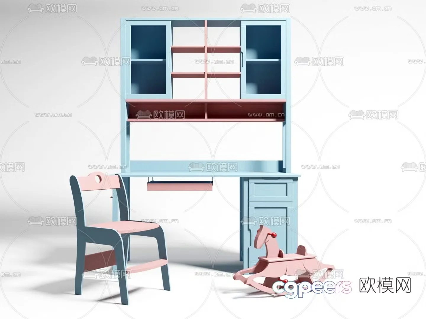 Modern children’s table and chair 3d model