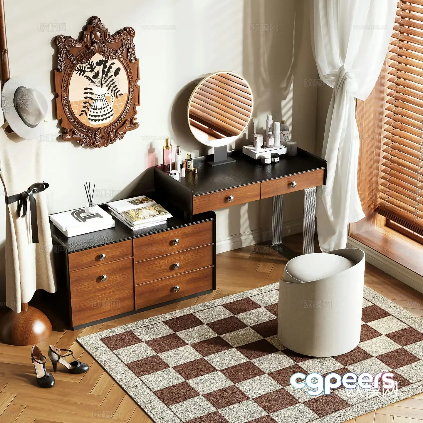Medieval style dressing table 3d model