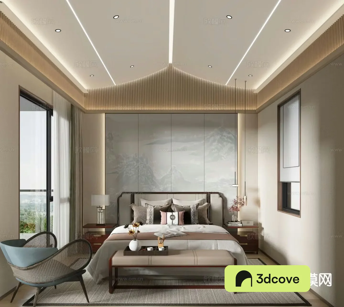 New Chinese style master bedroom