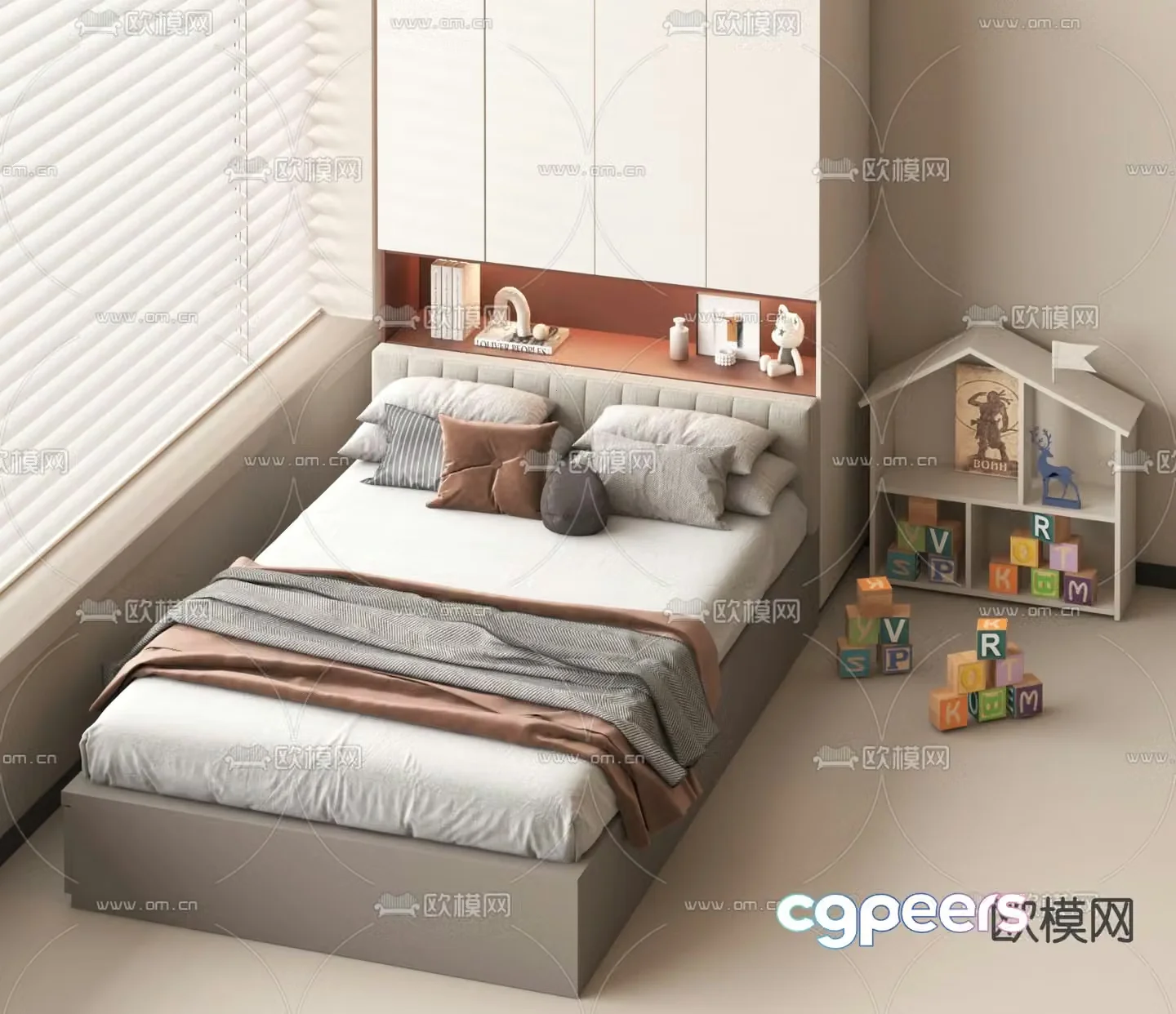 Modern double bed 3d model