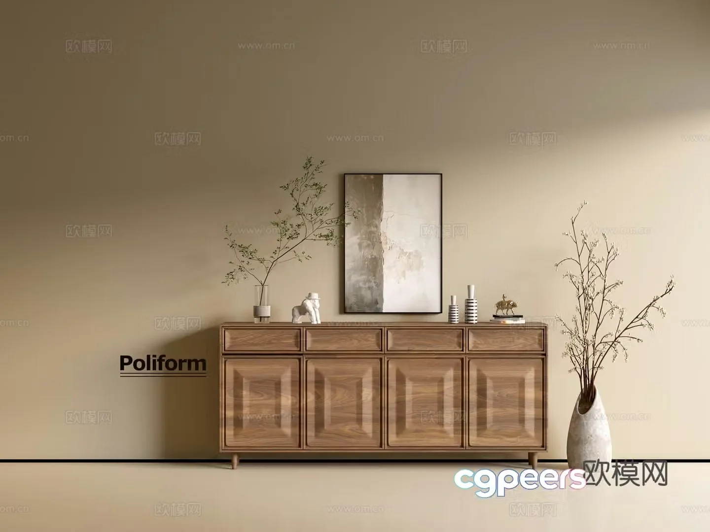 Modern wood grain cabinet ins wind minimalist wind cabinet whole cabinet sideboard balcony cabinet storage 3D model