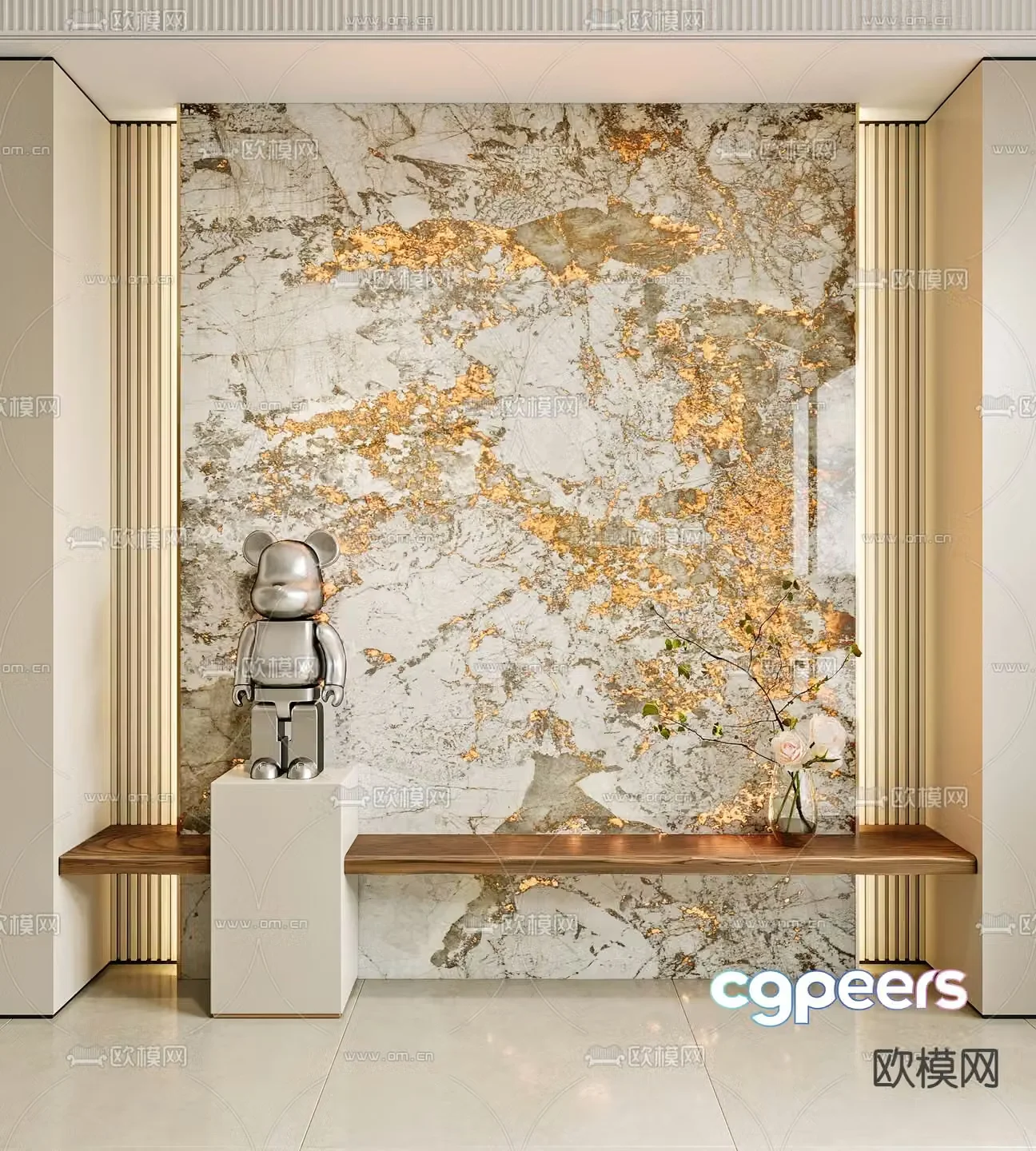Translucent marble luxury stone background wall 3D model