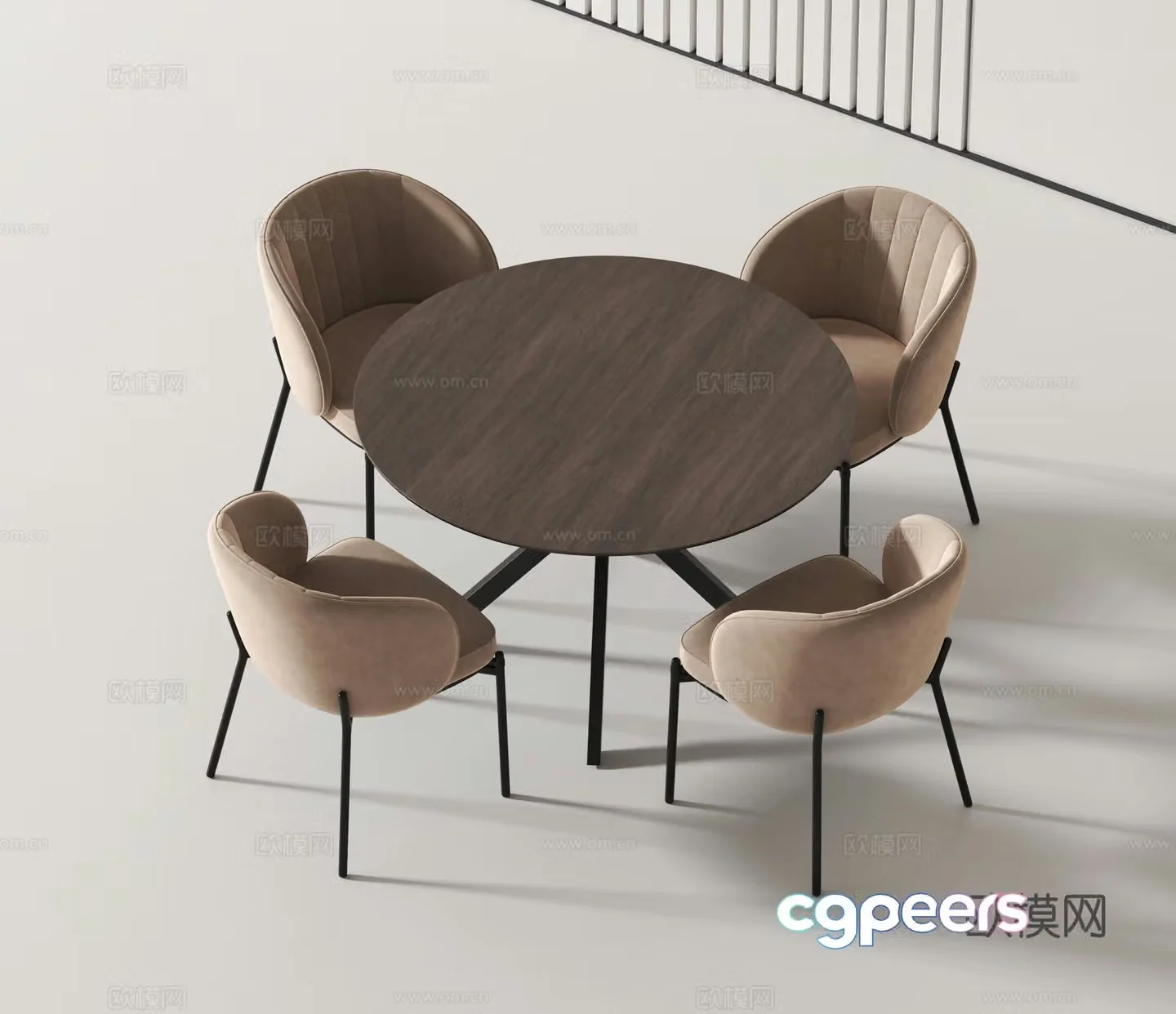 Modern leisure table and chairs round table 3d model