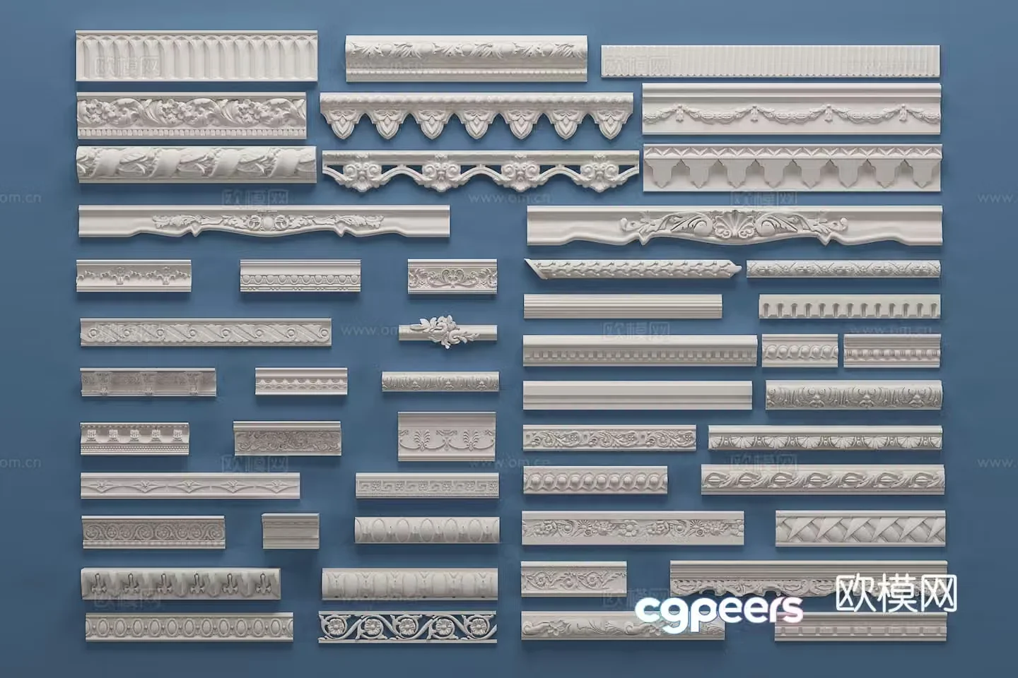 European gypsum carving lines component 3d model