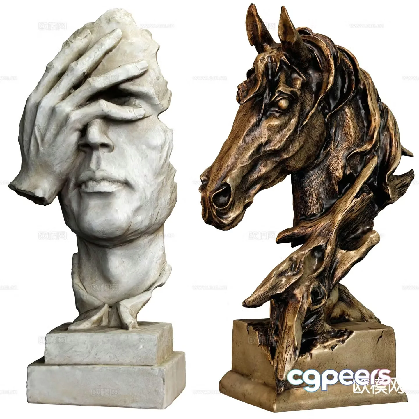 Human avatar horse head sculpture 3d model