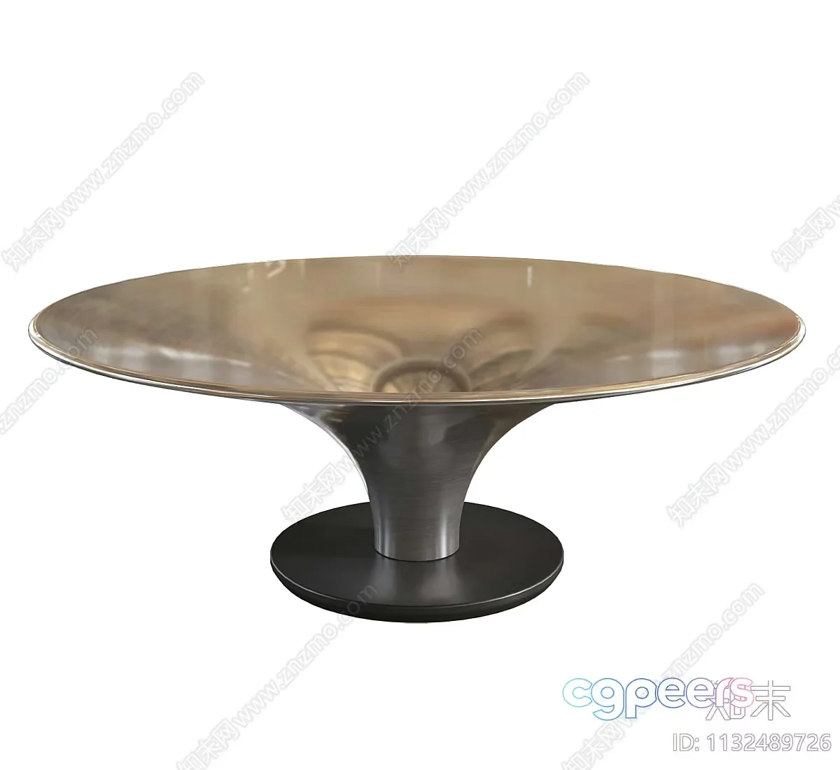 A Table With A Metal Base And Glass Top 3D Model – 1937 – VRAY Render