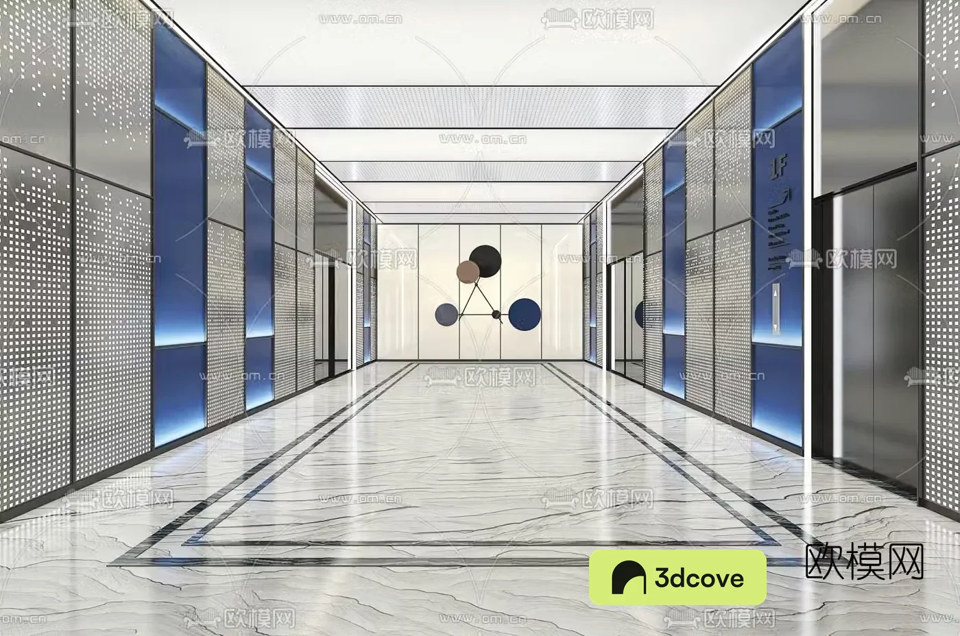 Postmodern hotel elevator hall