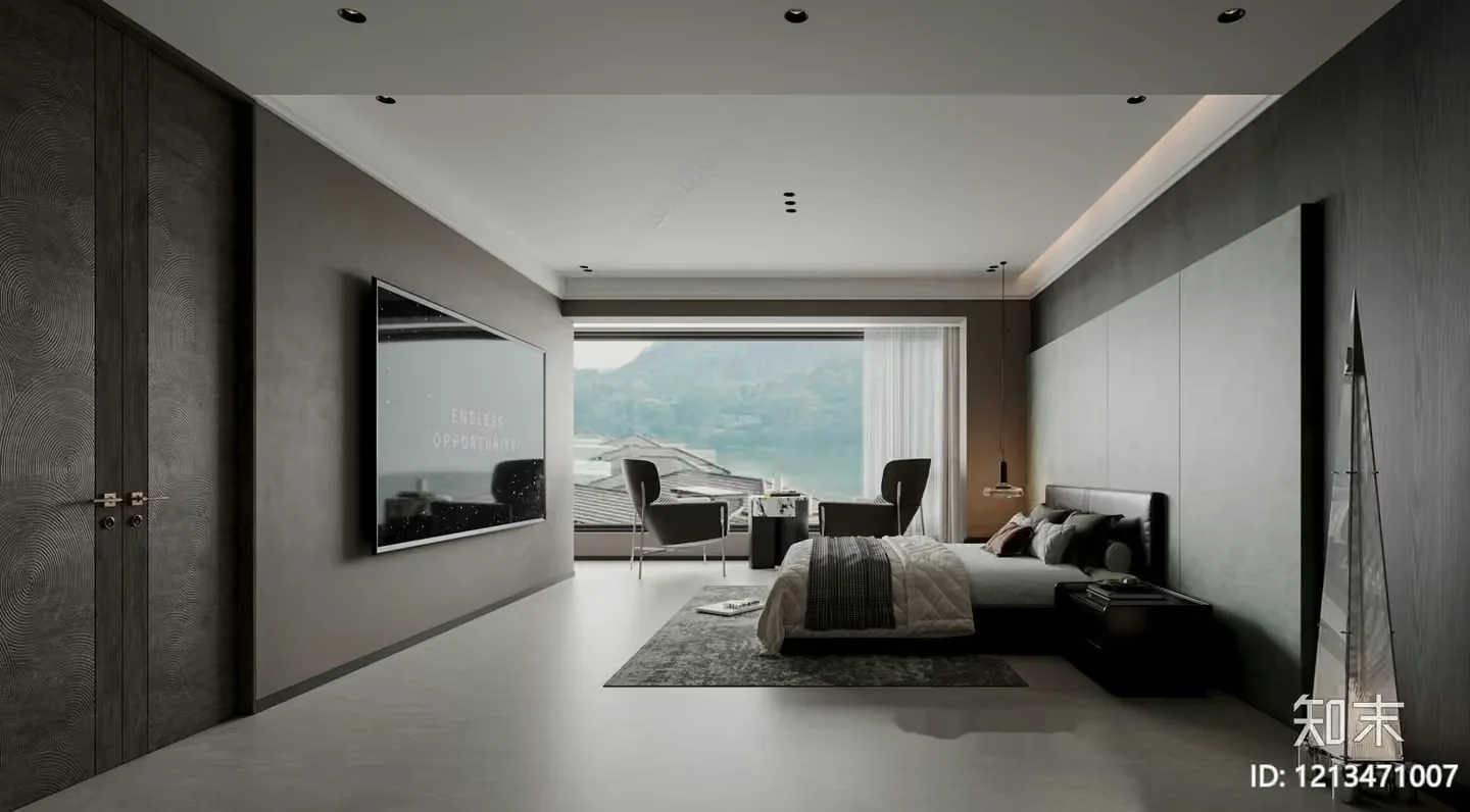 Modern Master Bedroom 3D Model – 6193 – VRAY Render