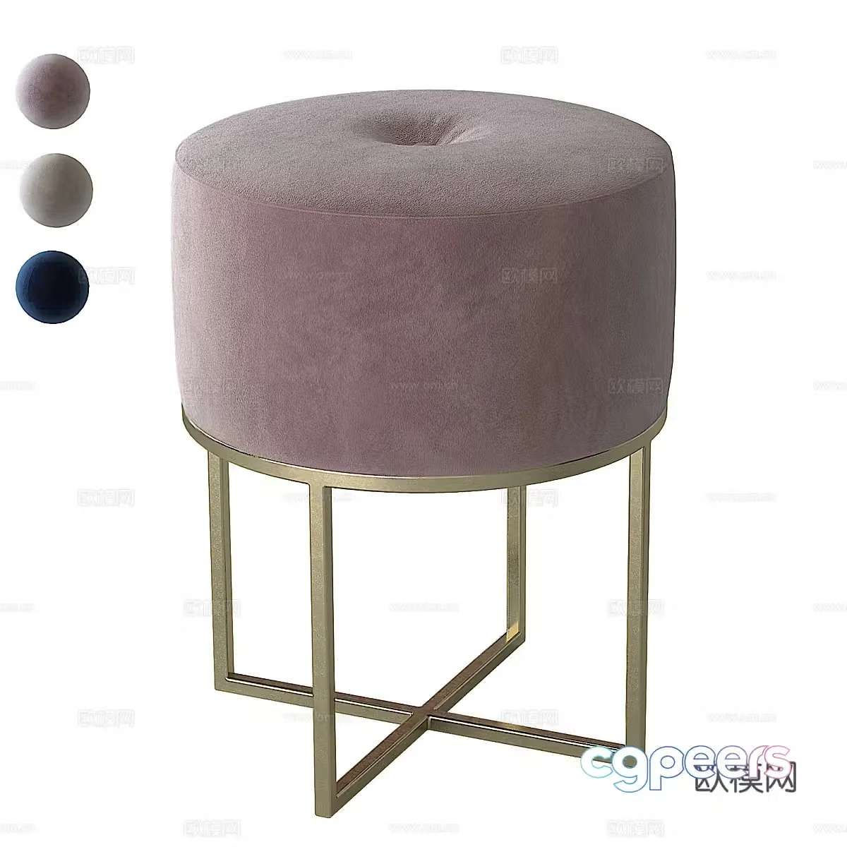 Modern light luxury fabric stool 3D model