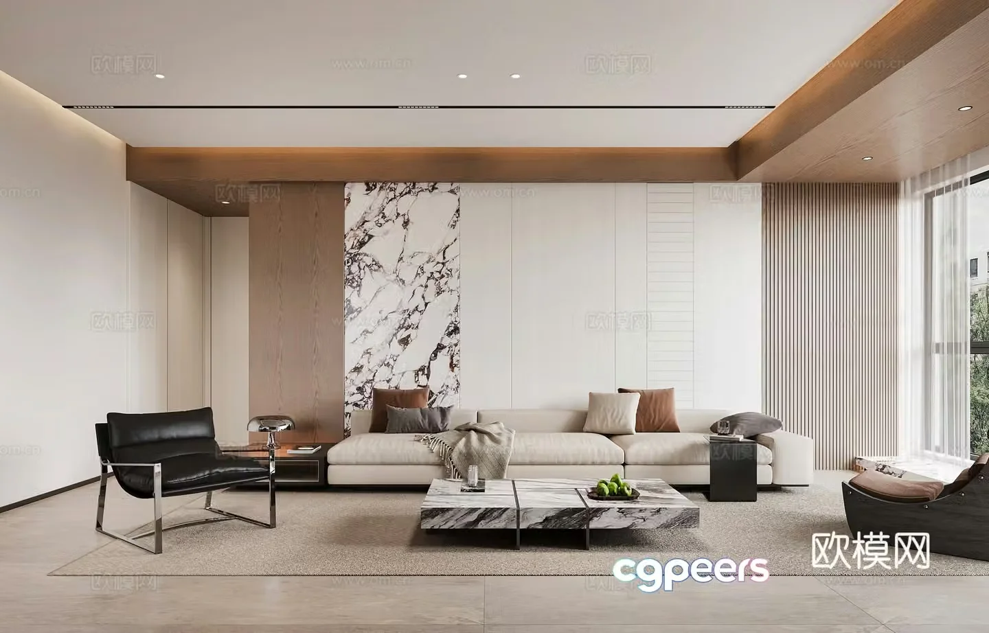 Modern living room combination sofa leisure chair light luxury modern living and dining room side table corner table 3D model
