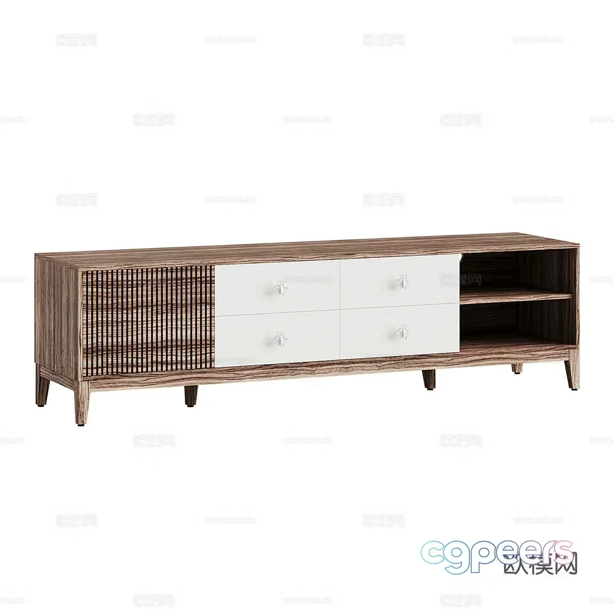 Middle-aged TV cabinet solid wood TV cabinet Wasabi wind TV cabinet B&B TV cabinet low cabinet decorative 3D model