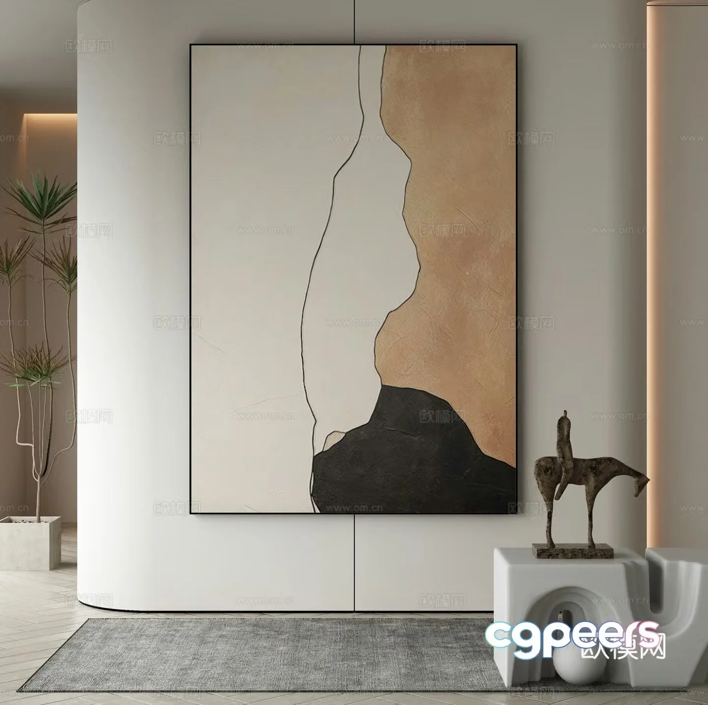Modern decorative painting texture painting hanging painting 3d model